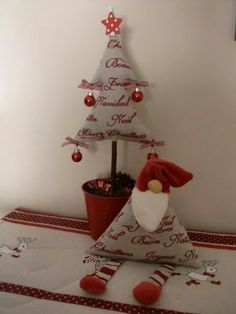 a small christmas tree sitting on top of a table