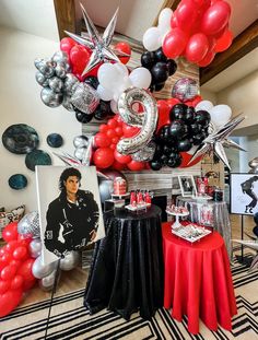 a party with balloons and decorations