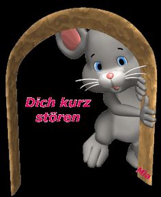 a cartoon mouse holding onto a wooden arch