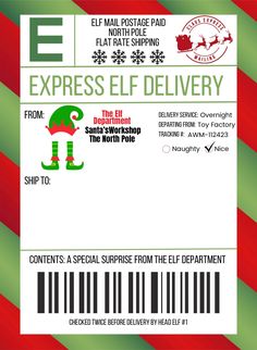 the elf express delivery coup card for christmas