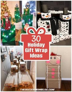 christmas presents and gifts are displayed in different pictures with the words 30 holiday gift wrap ideas