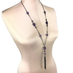 Color Long Necklace 29" Dark-Tone Purple Acrylic Beads & Tassel Thank You For Looking! Adjustable Long Tassel Necklace With Dangling Beads, Adjustable Beaded Tassel Necklace With Dangle, Adjustable Beaded Tassel Dangle Necklace, Adjustable Beaded Dangle Tassel Necklace, Adjustable Beaded Long Tassel Necklace, Adjustable Beaded Tassel Necklace, Adjustable Long Tassel Necklace, Adjustable Purple Beaded Necklace With Dangling Beads, Adjustable Purple Necklace With Dangling Beads