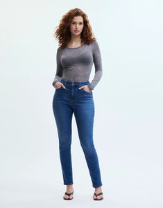 Curvy 10" High-Rise Roadtripper Authentic Skinny Jeans in Faulkner Wash Slim Fitted Bottoms For Fall, Fitted Slim Bottoms For Fall, Denim Details, Cinched Waist, Stretch Denim, Madewell, High Rise, 10 Things