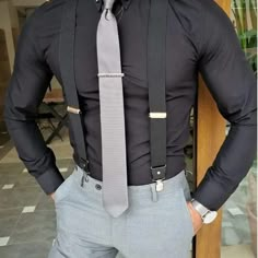 Pair your shirt, tie and suspenders perfectly. Share your thoughts on this timeless combination... #Hollomen #menstyle #mensfashion Suit With Suspenders, Suspenders Men Fashion, Mens Shirt And Tie, Friday Style, Homecoming Outfits For Guys, Black Suit Men, Chain Collar, Suspenders Men, Homecoming Outfits