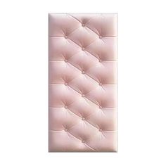 a pink upholstered headboard with buttons on it