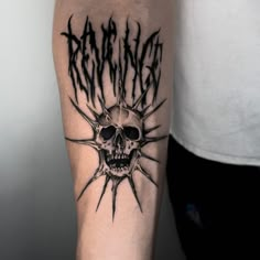 Skull Elbow Tattoo, Dark Tattoos For Men, Side Hip Tattoos, Far Tattoo, Hip Tattoos, Demon Tattoo, Elbow Tattoos, Metal Tattoo