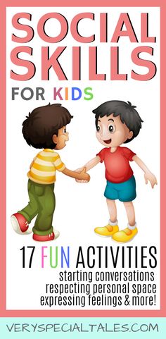 two children shaking hands with the words social skills for kids