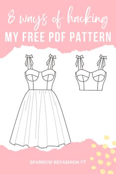 the front and back of a dress pattern with text that reads,'ways of backing my