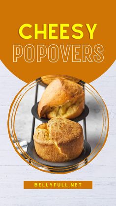 cheesey popovers on a rack with the title overlaying it's image