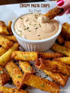 crispy pasta chips with an air fryer dipping sauce