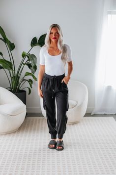 Jonas Cargo Joggers - Black Cuffed Joggers, Scarf Shirt, Overalls Pants, Curvy Jeans, Cargo Joggers, Shoes With Jeans, Black Media, Jeans Dress, Jean Outfits