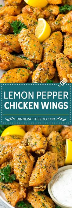 lemon pepper chicken wings on a platter with ranch dressing