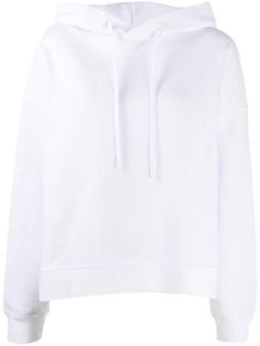 Oversized Drawstring Sweatshirt For Spring, Oversized Spring Sweatshirt With Drawstring, Spring Cotton Hoodie With Ribbed Waistband, White Ribbed Collar Sweatshirt For Spring, White Tops With Ribbed Waistband For Spring, White Drawstring Hoodie For Spring, White Hoodie With Ribbed Collar For Streetwear, Trendy White Sweatshirt With Ribbed Collar, Spring Logo Print Hoodie