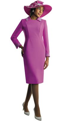 Lily and Taylor 4879 1 piece French Crepe Dress Colors: Apple Green, Black, Orchid, White, Yellow Sizes: 4, 6, 8, 10, 12, 14, 16, 18, 20, 22, 24 Matching Hat Available H198 Yellow H289 Orchid H455 Apple Green Call (469)571-3647 or email DivasDenFashion@gmail.com to purchase hat Classic Pink Long Sleeve Dress, Dresses Church, Orchid White, Function Hall, Dress Colors, Church Dress, Church Suits, Radiant Orchid, Church Events