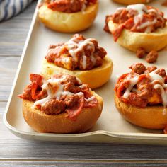 mini sloppy joes on a tray ready to be eaten