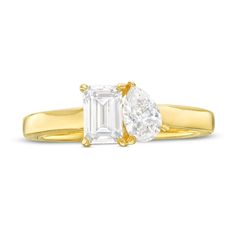 two stone engagement ring in yellow gold