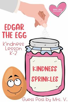 an egg is being sprinkled into a jar with the words, kindness sparkles