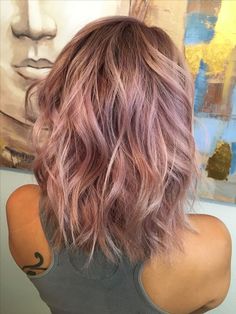 Blush Pink Hair With Dark Roots, Spring Haircut 2024, Pink Blonde Balayage, Light Pink Highlights In Blonde Hair, Blonde Balayage With Pink, Blonde Pink Balayage, Muted Pink Hair, Subtle Pink Hair, Grey Pink Hair