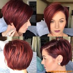 Color For Short Hair, 12 Inch Hair, Chic Short Haircuts, Short Red Hair, Chic Short Hair, Curly Hair With Bangs, Short Hair Color, Undercut Hairstyles, Cute Hairstyles For Short Hair