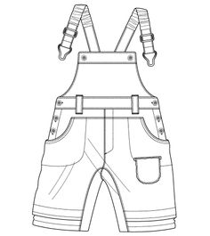 a drawing of a pair of overalls with suspenders on the front and back