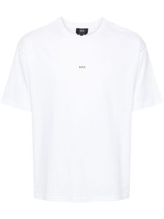 white cotton jersey texture ribbed crew neck short sleeves logo print to the front straight hem White Relaxed Fit T-shirt With Logo, Modern Short Sleeve T-shirt With Logo, Classic White T-shirt With Logo Detail, Classic Short Sleeve T-shirt With Logo, Relaxed Fit T-shirt With Logo And Short Sleeves, Summer Cotton T-shirt With Logo Detail, Relaxed Fit T-shirt With Logo Detail For Summer, Summer T-shirt With Logo Detail And Relaxed Fit, White Logo T-shirt For Summer