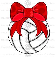 a red bow on top of a volleyball ball