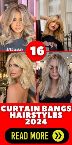 Kinds Of Bangs For Women, 50 Cute Hairstyles With Curtain Bangs, Round Face Haircuts With Curtain Bangs, Medium Length Blonde Hairstyles With Bangs, Cowgirl Curtain Bangs, Medium Hair With Layers And Curtain Bang, Longer Hair With Curtain Bangs, Off Centre Curtain Bangs, Curtain Bangs With A Widows Peak