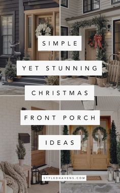 Christmas decorations are the perfect way to share the holiday spirit with people around you. From twinkling lights to creative displays, these 50 outdoor christmas decor ideas will help you transform your home into a merry and bright haven. Let’s get started! #ChristmasDecor #HolidayHome #FestiveVibes #DeckTheHalls #christmasdecoration #merryhome #merrychristmas #WinterWonderland #christmasvibes Neutral Christmas Porch Decor, Vintage Christmas Decor Ideas Outdoor, Classic Simple Christmas Decor, Long Front Porch Christmas Decor, Christmas Front Of House, Front Stoop Christmas Decor Ideas, Outdoor Porch Decorating Ideas, Farmhouse Front Door Christmas Decor, Front Porch Decor For Christmas