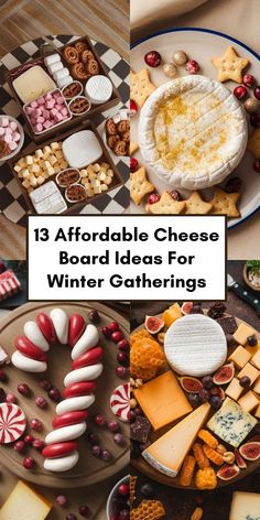 13 Affordable & Epic Cheese Board Ideas for Your Winter Holiday Gatherings Winter Cheese Board, Cheese Board Ideas, Vegan Cheese Boards, Round Cheese Board, Mini Cheese Boards, Holiday Cheese Boards, Holiday Cheese, Best Appetizer Recipes