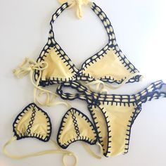 Nwot. Awesome Deal, Get A Bikini Set With Two Types Of Bikini Tops. This Guria Crochet Bikini Is So Much Fun. Size Medium For Bottoms And Larger Coverage Top, Size Small For Triangle Top. Never Been Worn, All Tags Were Removed Prior To Washing Summer Fitted String Swimwear, Fitted String Swimwear For Summer, Fitted String Swimwear For Beach Party, Fitted String Summer Swimwear, Fitted T-back Swimwear For Beach, Fitted String Swimwear For Beach, Fitted String Beachwear Swimwear, Yellow T-back Swimwear For Beach Season, Yellow Halter Neck Swimwear For Festival