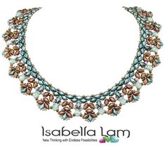 a necklace with flowers and leaves is shown on the cover of an advertisement for tsabella