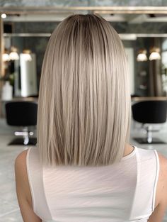 Long Bob Ideas, Blonde Long Bob Straight, Long Bob Haircut Blonde, Blond Bob With Fringe, Hair Styles 2025 Women, One Length Haircut, Blonde Long Bob Hairstyles, Side Part Blonde Bob, Medium Length Haircut Bob