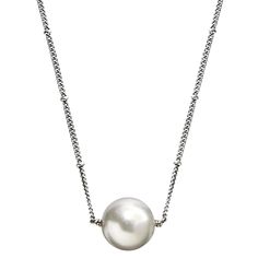 When you have something as delicate and elegantas afreshwater cultured pearl, it only takes one to make a statement. Add an equally delicate sterling silver chain, and a bit of oxidation, it's not an exaggeration to declare it perfection. Chainadjusts 16"-18". About 0.5" pearl. Single Pearl Necklace, Single Pearl, Fashion Jewelry Necklaces, Cultured Pearls, Sterling Silver Chain, Sterling Silver Chains, Timeless Pieces, Silver Chain, Pearl Necklace