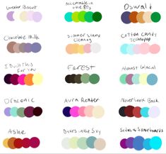 the color chart for different shades of paint