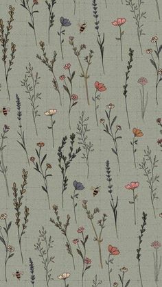 an image of a flower pattern on a wallpaper with many different types of flowers