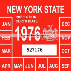 the new york state inspection certificate for january 27, 2016 is shown in red and white