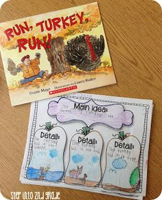 two children's books on a table with the title run turkey run written in spanish