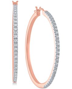 in stock Rose Gold Diamond Hoop Earrings With Prong Setting, Rose Gold Hoop Diamond Earrings With Prong Setting, Rose Gold Round Hoop Earrings With Pave Setting, Rose Gold Hoop Earrings With Pave Setting, Rose Gold Hoop Diamond Earrings, Rose Gold Vvs Clarity Fine Jewelry Hoop Earrings, Rose Gold Hoop Jewelry With Pave Setting, Macy's Hoop Jewelry With Diamond Accents, Diamond Stud Earrings