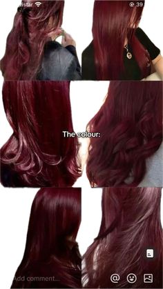 Purplish Red Hair, Red Cherry Hair, Deep Cherry Red Hair, Red Wine Hair, Hair References, Hair Dye Ideas