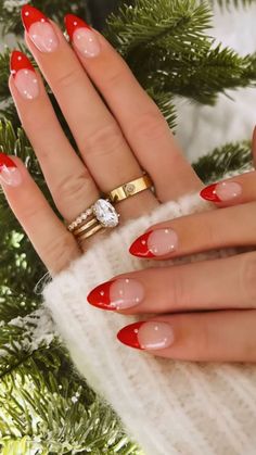 Longer Nails, Red Christmas Nails, Christmas Nails Easy, Christmas Gel Nails, Christmas Nails Acrylic, Manicure Kit, Xmas Nails, Christmas Nail, Short Acrylic Nails