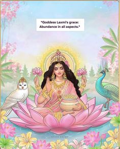 goddess laxmi's grace adorns her as she sits on a lotus