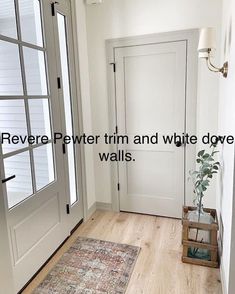 there is a white door with the words reverse petter trim and white doors on it