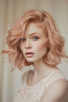 Rose gold hair is a stunning choice for those looking to add a touch of whimsy and warmth to their look. Perfect for any season, these styles promise to illuminate your features and refresh your aesthetic. Rose Gold On Grey Hair, Rose Gold Hair Fair Skin, Rose Gold Hair Pale Skin, Rose Gold Bob, Pale Rose Gold Hair, Pink Blonde Hair Rose Gold, Rose Gild Hair, Peachy Hair Color, Rose Gold Blonde