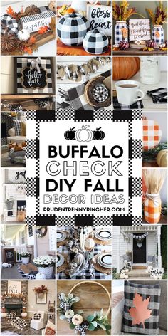 the buffalo check diy fall decor idea collage is featured in this postcard