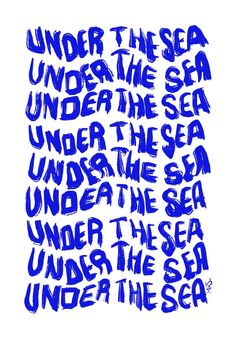 the words under the sea are written in blue ink