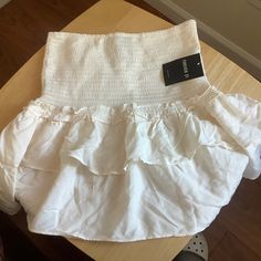 Ivory Ruffle Stretchy Skirt Size Small Black Lace Mini Skirt, Suspenders Skirt, Black Plaid Skirt, Button Down Mini Skirt, Ivory Skirt, Overall Skirt, Bodycon Midi Skirt, Gingham Skirt, Stretchy Skirt