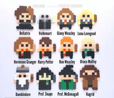 an image of the characters from harry potters in pixellated style magnets on a white background