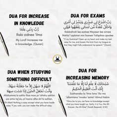 four different types of writing on paper with arabic and english characters in the same language