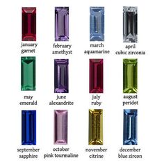 an image of different colored gems in the zodiac sign for each zodiac sign, and their names