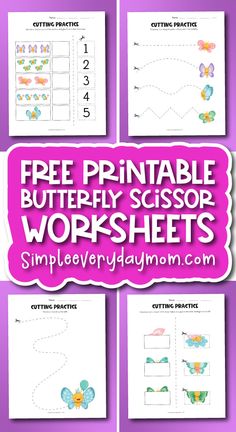 butterfly themed worksheets with the text free printable butterfly scissors worksheets